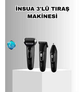 İnsua Erkek Bakım Seti – 3 Başlıklı Şarjlı Tıraş Makinesi, 60 Dakika Kablosuz Kullanım