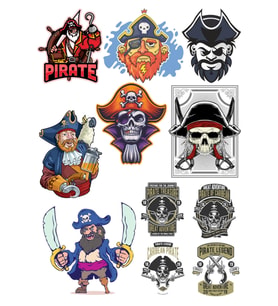 Korsan Sticker Set-2 9 Parça Telefon, Tablet, Defter, Laptop Sticker