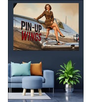 Retro Pin-Up Kız Pozu Dekoratif Kanvas - Mdf Ahşap Tablo