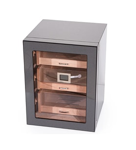 PremiumQuality Belgrano Karbon Desenli 3 Çekmeceli Sedir Humidor Puro Kutusu