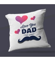 Kişiye Özel Love You Dad Tasarımlı Saten Kare Yastık (Beyaz)