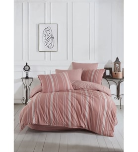 Italian Style Naturel Çift Kişilik Nevresim Takımı Krem (Kiremit)