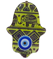10x15 cm Cam Fatma Ana Eli Duvar Süsü - Filli ve Nazarlık Motifli Otantik Duvar