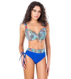 Endeep Kadın Büyük Beden Balenli Mavi Desenli Bikini Takımı