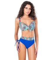 Endeep Kadın Büyük Beden Balenli Mavi Desenli Bikini Takımı