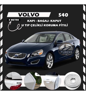 Volvo S40 Oto Araç Kapı Koruma Fitili 5metre Parlak Beyaz Renk