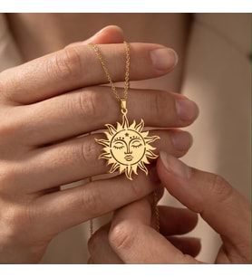 Kişiye Özel 925 Ayar Gümüş Tasarım Güneş Kolye (Gold)