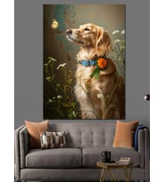 Ödüllü Güzel Retriever Köpek Ve Kelebek Dekoratif Kanvas - Mdf Ahşap Tablo