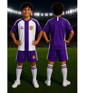 Çocuk Halı Saha Futbol forması Seti Mor-Beyaz Forma+Şort+Çorap