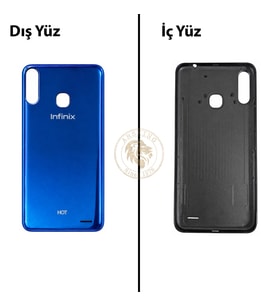 Infinix Hot 7 Mavi Uyumlu Arka Kapak Arka Cam Batarya Pil Kapağı Lazer Kesim Back Cover