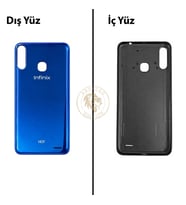 Infinix Hot 7 Mavi Uyumlu Arka Kapak Arka Cam Batarya Pil Kapağı Lazer Kesim Back Cover
