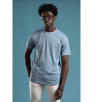 FBI Regular Fit Kendinden Çizgili Likralı Bisiklet Yaka T-shirt (Mavi)