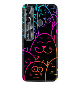 Tecno Spark 6 6 Go 8C 8 Pro 7 7 Spark 9 Pro Kılıf Desemli Silikon Neon Cats 1790