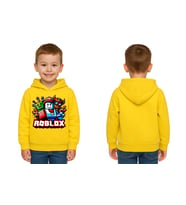 Unisex roblox Baskılı Çocuk Swaetshirt  Baskılı Kapüşonlu 3 İplik Şardonlu (Sarı)