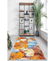 Turuncu 3D Üç Boyutlu Kaymaz Tabanlı Dekoratif Halı AR785 - 100 x 160 cm