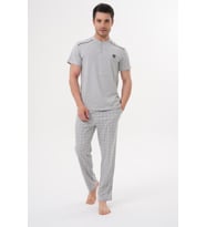 Mecit 2981 Gri Büyük Beden Kısa Kollu Erkek Pijama Takımı