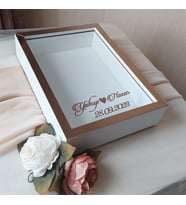 25X35 BEYAZ-BRONZ LEDSİZ DERİN ANI ÇERÇEVESİ- NİŞAN SÖZ GÜLLERİNİZ İÇİN ÇERÇEVELER