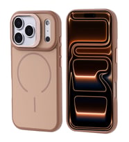 Apple iPhone 17 Pro Max Kılıf M-safe Şarj Özellikli Kamera Standlı Notron Kapak (Gold)