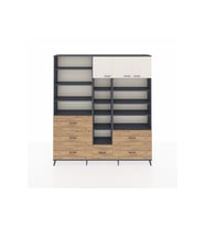 Arges Dolap 17 Raflı 6 Çekmeceli 3 Kapaklı 220x30x243 Antrasit-Aytaşı/Çam