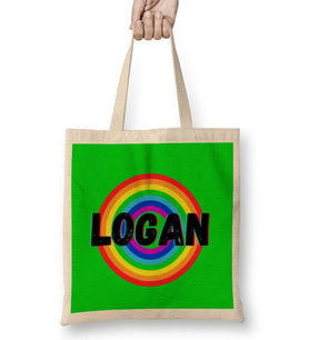 Logan Name personalized Custom Vintage Retro Rainbow Design Gift Baby-Gift For Him Bez Çanta Uzun Saplı