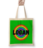 Logan Name personalized Custom Vintage Retro Rainbow Design Gift Baby-Gift For Him Bez Çanta Uzun Saplı
