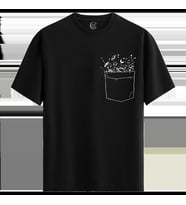 Galactic Pocket %100 Pamuklu Kadın Siyah Tişört - Premium Quality (Siyah - Beyaz)