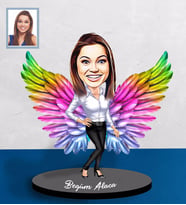 Kişiye Özel Melek Anne Tasarımlı Karikatür Ahşap Biblo Model-5