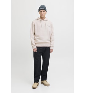 Erkek Jack & Jones JJYUKI Front Sweat Hood – Kapüşonlu, Yumuşak Kumaş, Rahat Kesim, Günlük Kullanıma Uygun Sweatshirt (Bej)