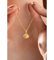 925 Ayar Gold Kaplama İncili İstiridye Gümüş Kolye