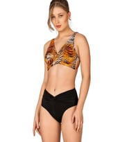 Endeep Kadın Düğüm Detaylı Kruvaze Toparlayıcı Bikini Takımı 22335 (Turuncu)