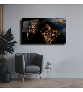 Leylaser Dünya Temalı Cam Tablo Duvar Dekoru 1