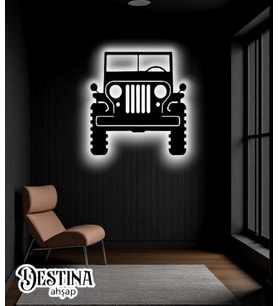 Destina Ahşap Jeep Temalı Led Tablo 45cm*50cm