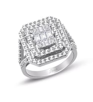0.47 Ct Kalemli Tasarım Baget Kare Tektaş Yüzük (Beyaz)