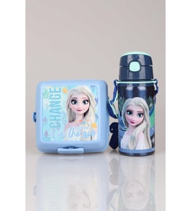 DEKOMUS İLE LİSANSLI FROZEN SALTO HIDDEN TRUTH ÇELİK MATARA 500 ML VE 2 KATLI BESLENME KABI YEMEK SETİ