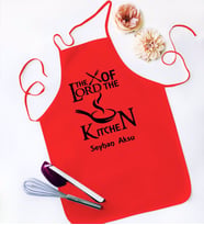 BK Gift Kişiye Özel Lord of The Kitchen Tasarımlı Kırmızı Mutfak Önlüğü-1