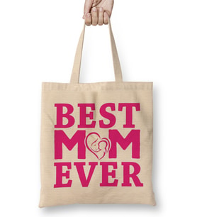 Best Mom Ever Mother's Day Anneler Günü Bez Çanta Uzun Saplı