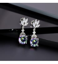 925 Ayar Gümüş Mistik Topaz Taşlı Küpe