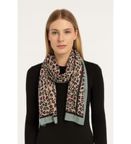 Mint Kenarlı Leopar Desenli Şal