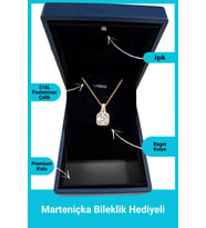 Işıklı Premium Kutuda  Zirkon Taşlı Baget Kolye Gold  Paslanmaz - 316l Çelik  Hediye Paketi Yapılır