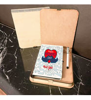 Babaya Hediye Ahşap Kutulu Defter Kalem Set 002
