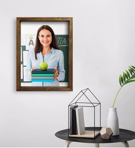 BK Gift Kişiye Özel Kadın Öğretmen Fotoğraflı Doğal Masif Ahşap Çerçeveli Tablo 45x65cm-1