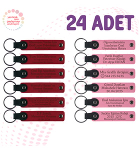 Kırmızı & Pembe, 24’lü Set, Kişiselleştirilebilir Hediyelik, Kına Gecesi Davetlilerine Anlamlı Anı