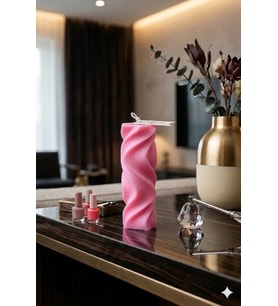 Sonsuz Döngü Mum - Mumelia Candles Doğal Soya, El Yapımı, Dekoratif - Pembe