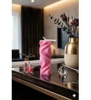 Sonsuz Döngü Mum - Mumelia Candles Doğal Soya, El Yapımı, Dekoratif - Pembe
