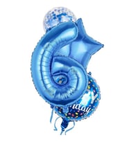 Mavi 6 Yaş Happy Birthday Konfetili Balon Set