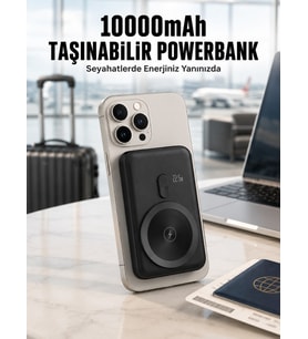 22.5W Hızlı Şarj Destekli Manyetik Powerbank Kompakt Tasarım Yeni Nesil