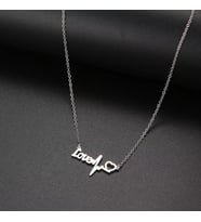 Kişiye Özel 925 Ayar Gümüş Love Kalp Atışı Kalp Kolye (Gümüş)