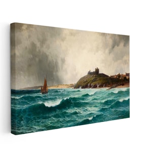 Kanvas Tablo Joseph Turner Kıyı Kalesi Fırtınalı Deniz Manzarası Ressam Tablosu Ev Ofis Dekoru