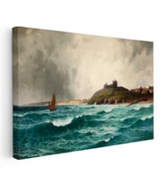 Kanvas Tablo Joseph Turner Kıyı Kalesi Fırtınalı Deniz Manzarası Ressam Tablosu Ev Ofis Dekoru