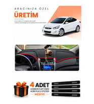 HYUNDAİ ACCENT BLUE (2011-2017) Uyumlu Torpido Koruma Örtüsü Oto Kılıfı - Siyah Kırmızı
